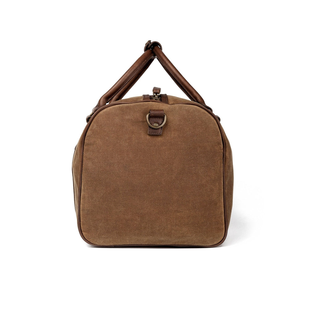 Campaign Waxed Canvas Medium Field Duffle Bag-Bags > Duffle Bag > Waxed Canvas-Smoke-Brown-Mission Mercantile Leather Goods
