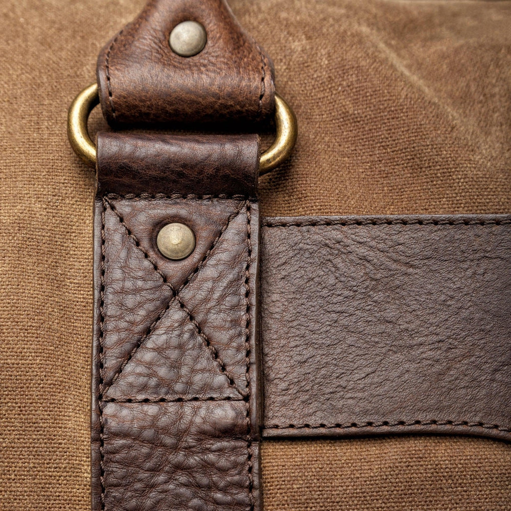 Campaign Waxed Canvas Medium Field Duffle Bag-Bags > Duffle Bag > Waxed Canvas-Smoke-Brown-Mission Mercantile Leather Goods