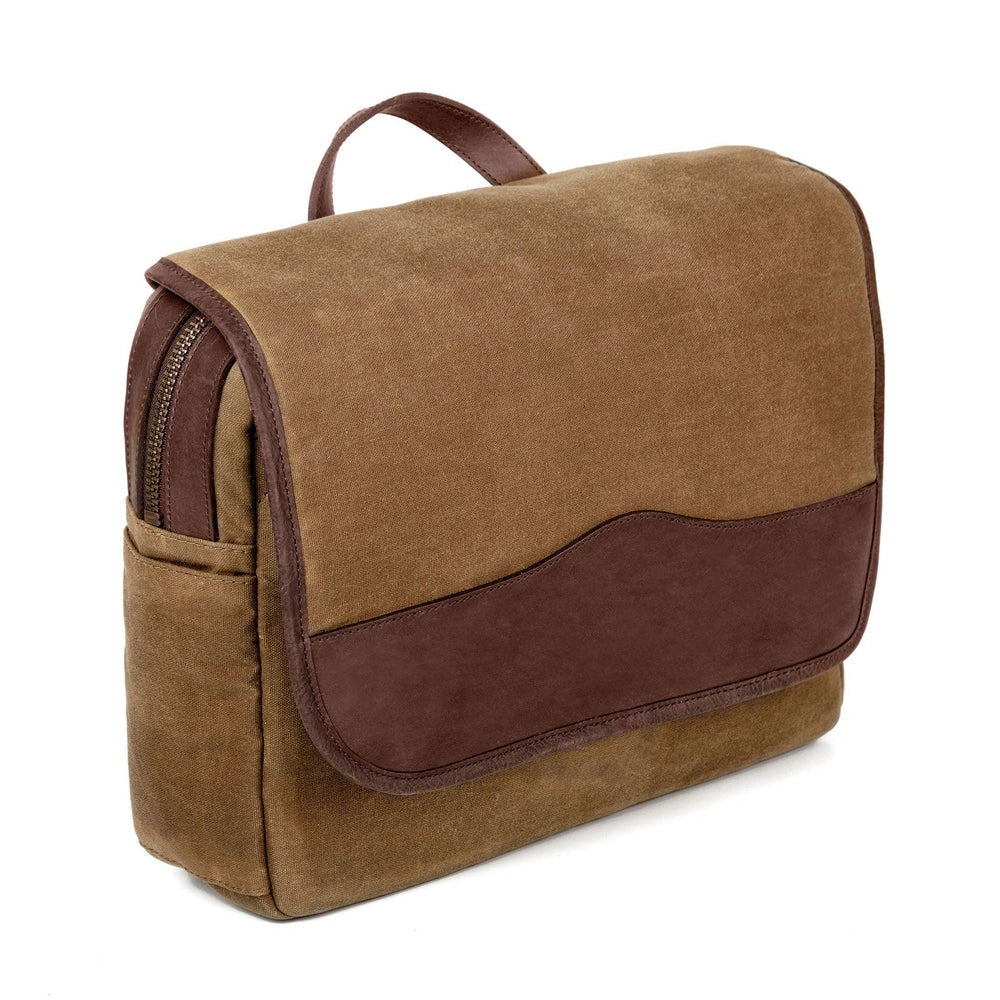 Campaign Waxed Canvas Messenger Bag-Bags > Messenger > Waxed Canvas-Smoke-Brown-Mission Mercantile Leather Goods