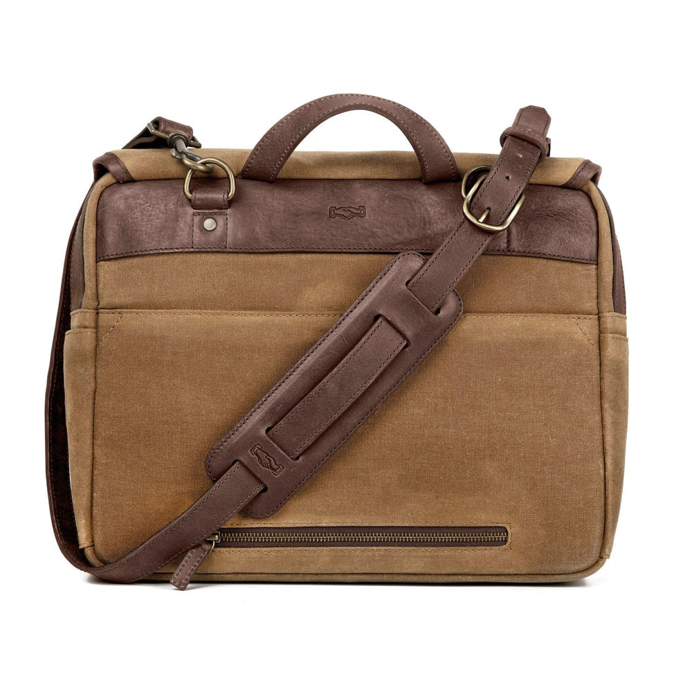 Campaign Waxed Canvas Messenger Bag-Bags > Messenger > Waxed Canvas-Smoke-Brown-Mission Mercantile Leather Goods