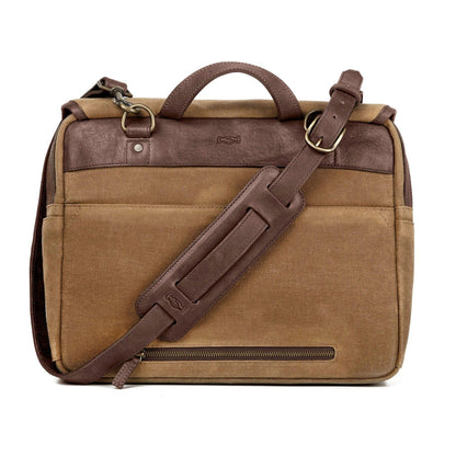 Campaign Waxed Canvas Messenger Bag-Bags > Messenger > Waxed Canvas-Smoke-Brown-Mission Mercantile Leather Goods