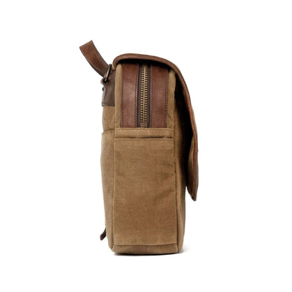 Campaign Waxed Canvas Messenger Bag-Bags > Messenger > Waxed Canvas-Smoke-Brown-Mission Mercantile Leather Goods
