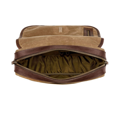Campaign Waxed Canvas Messenger Bag-Bags > Messenger > Waxed Canvas-Smoke-Brown-Mission Mercantile Leather Goods