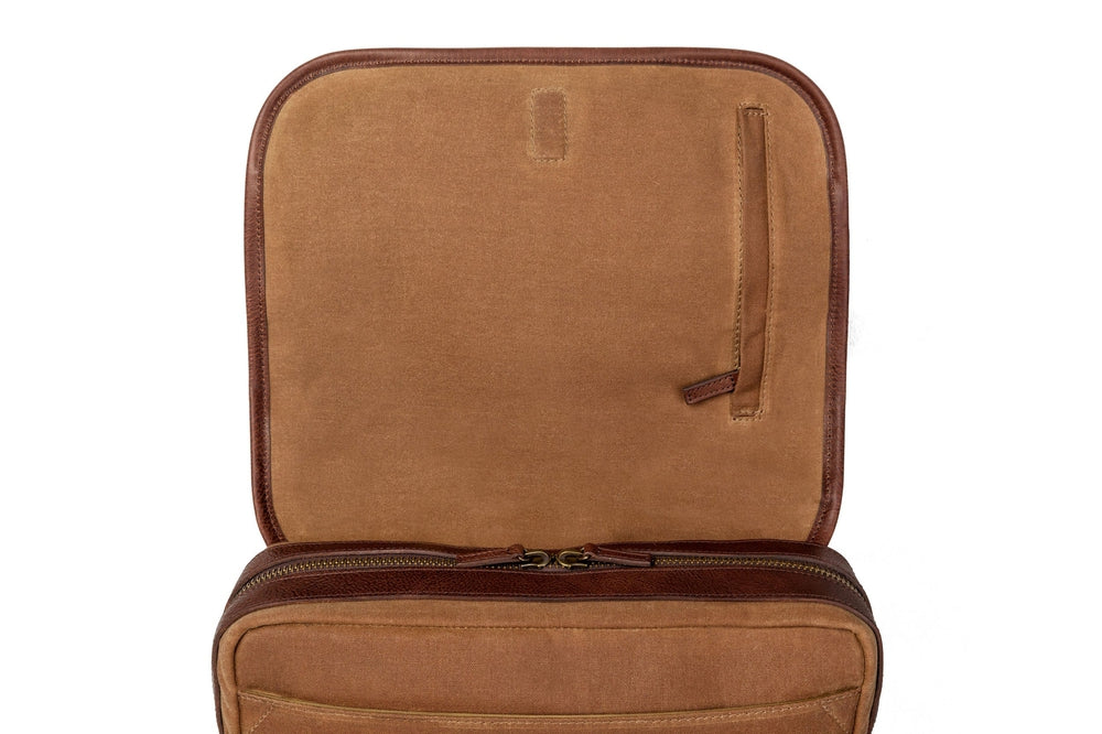 Campaign Waxed Canvas Messenger Bag-Bags > Messenger > Waxed Canvas-Smoke-Brown-Mission Mercantile Leather Goods