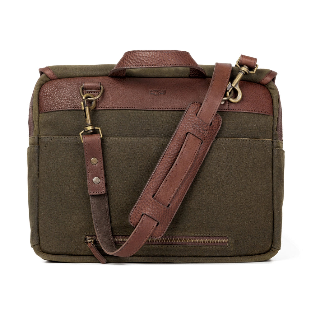 Campaign Waxed Canvas Messenger Bag-Bags > Messenger > Waxed Canvas-Smoke-Forest-Mission Mercantile Leather Goods