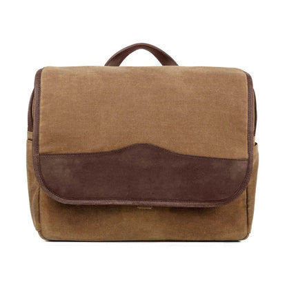 Campaign Waxed Canvas Messenger Bag-Bags > Messenger > Waxed Canvas-Smoke-Brown-Mission Mercantile Leather Goods