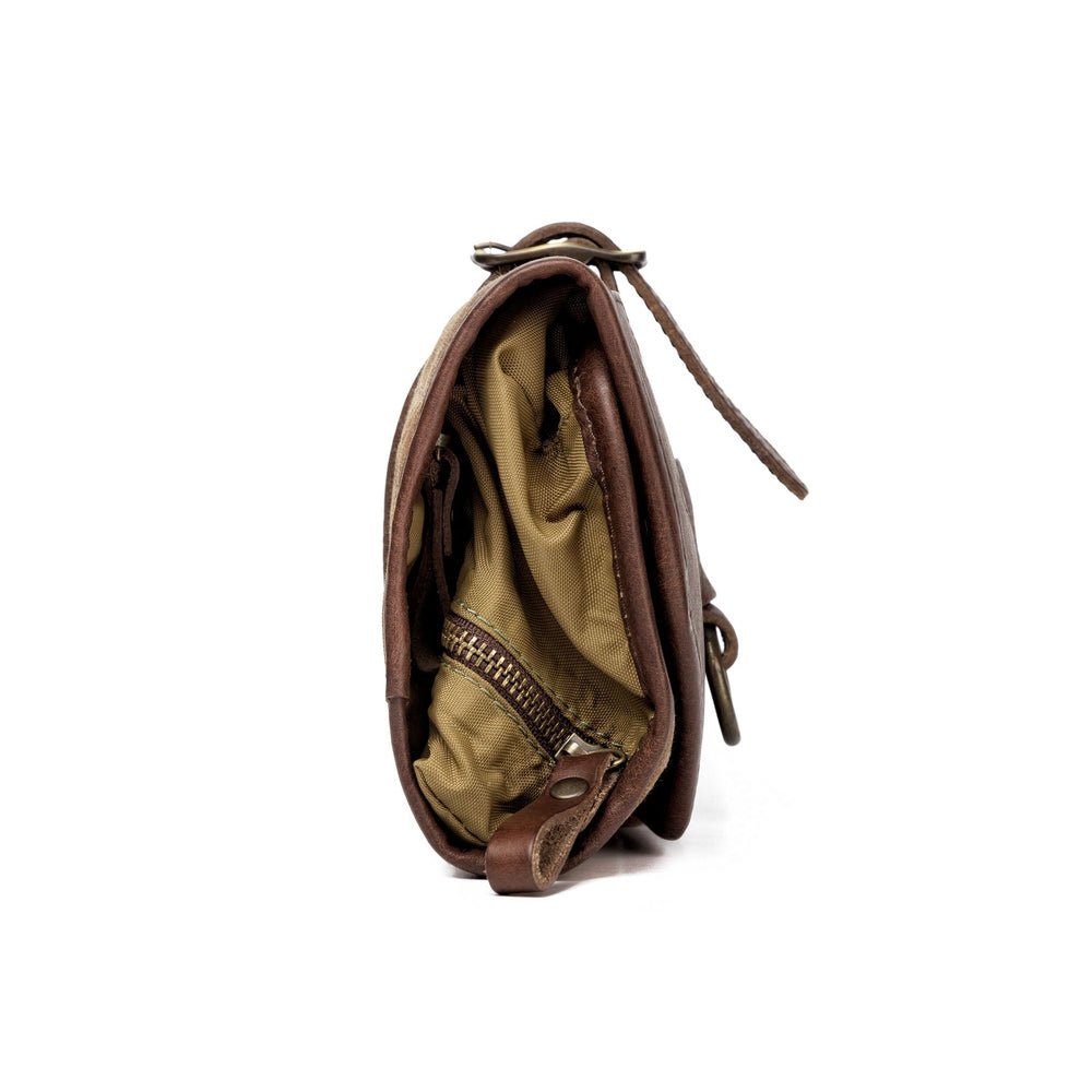 Campaign Waxed Canvas Roll-Up Shave Kit-Bags > Toiletry Bag > Waxed Canvas-Smoke-Forest-Mission Mercantile Leather Goods