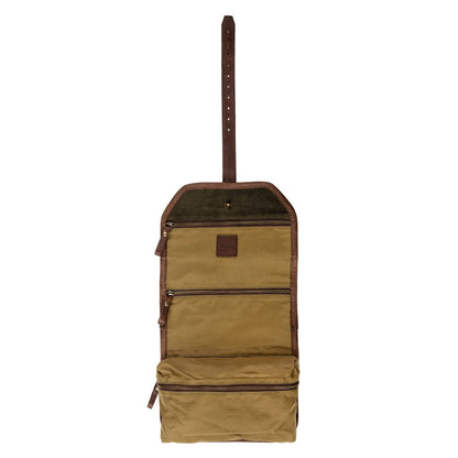 Campaign Waxed Canvas Roll-Up Shave Kit-Bags > Toiletry Bag > Waxed Canvas-Smoke-Forest-Mission Mercantile Leather Goods
