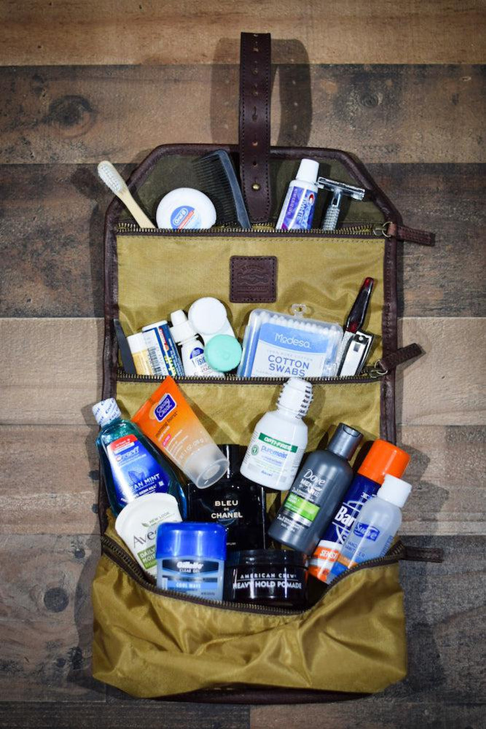 Campaign Waxed Canvas Roll-Up Shave Kit-Bags > Toiletry Bag > Waxed Canvas-Smoke-Forest-Mission Mercantile Leather Goods