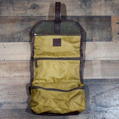 Campaign Waxed Canvas Roll-Up Shave Kit-Bags > Toiletry Bag > Waxed Canvas-Smoke-Forest-Mission Mercantile Leather Goods
