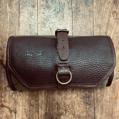 Campaign Waxed Canvas Roll-Up Shave Kit-Bags > Toiletry Bag > Waxed Canvas-Smoke-Forest-Mission Mercantile Leather Goods
