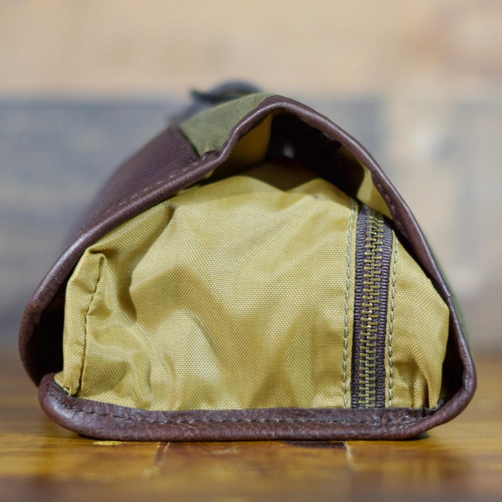 Campaign Waxed Canvas Roll-Up Shave Kit-Bags > Toiletry Bag > Waxed Canvas-Smoke-Forest-Mission Mercantile Leather Goods