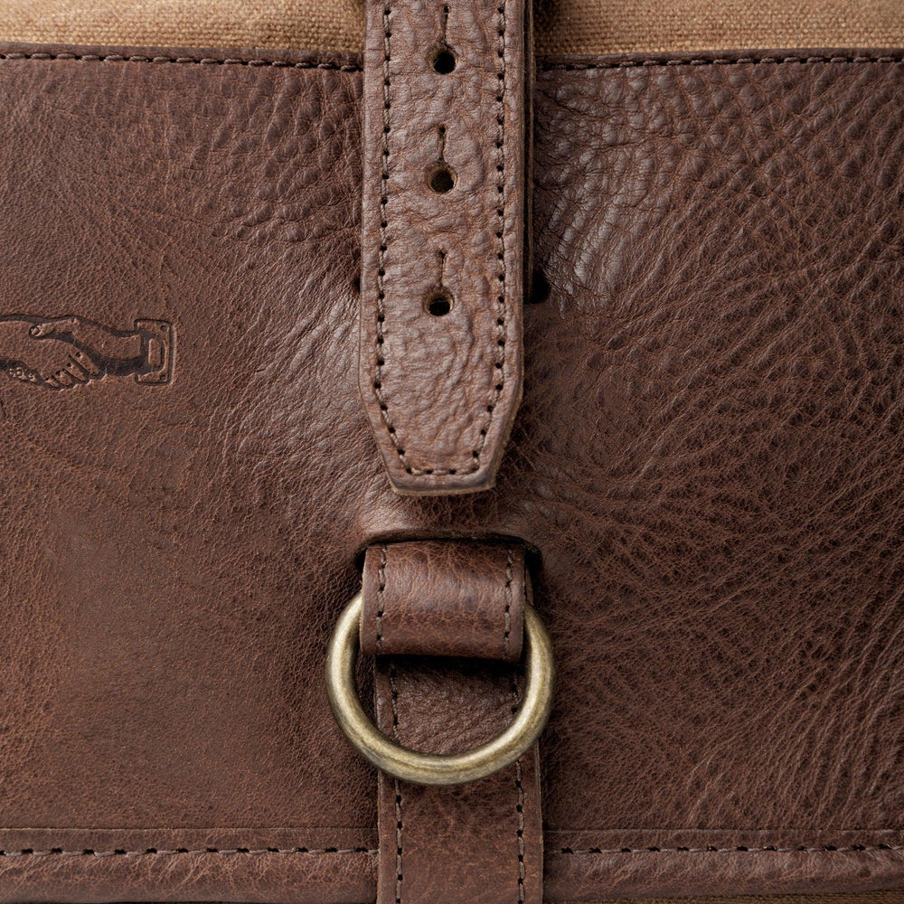 Campaign Waxed Canvas Roll-Up Shave Kit-Bags > Toiletry Bag > Waxed Canvas-Smoke-Brown-Mission Mercantile Leather Goods
