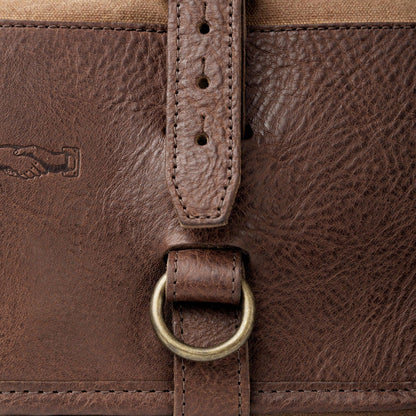 Campaign Waxed Canvas Roll-Up Shave Kit-Bags > Toiletry Bag > Waxed Canvas-Smoke-Brown-Mission Mercantile Leather Goods