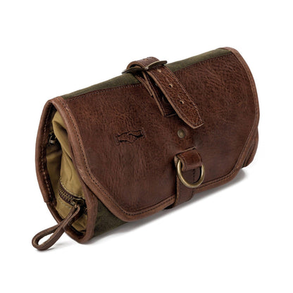 Campaign Waxed Canvas Roll-Up Shave Kit-Bags > Toiletry Bag > Waxed Canvas-Smoke-Forest-Mission Mercantile Leather Goods