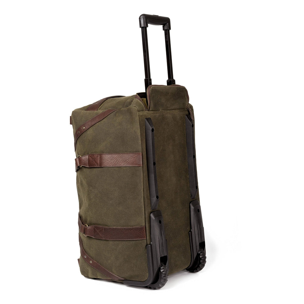 Campaign Waxed Canvas Rolling Carry-On Duffle Bag-Bags > Duffle Bag > Waxed Canvas-Smoke-Forest-Mission Mercantile Leather Goods