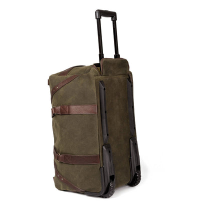 Campaign Waxed Canvas Rolling Carry-On Duffle Bag-Bags > Duffle Bag > Waxed Canvas-Smoke-Forest-Mission Mercantile Leather Goods