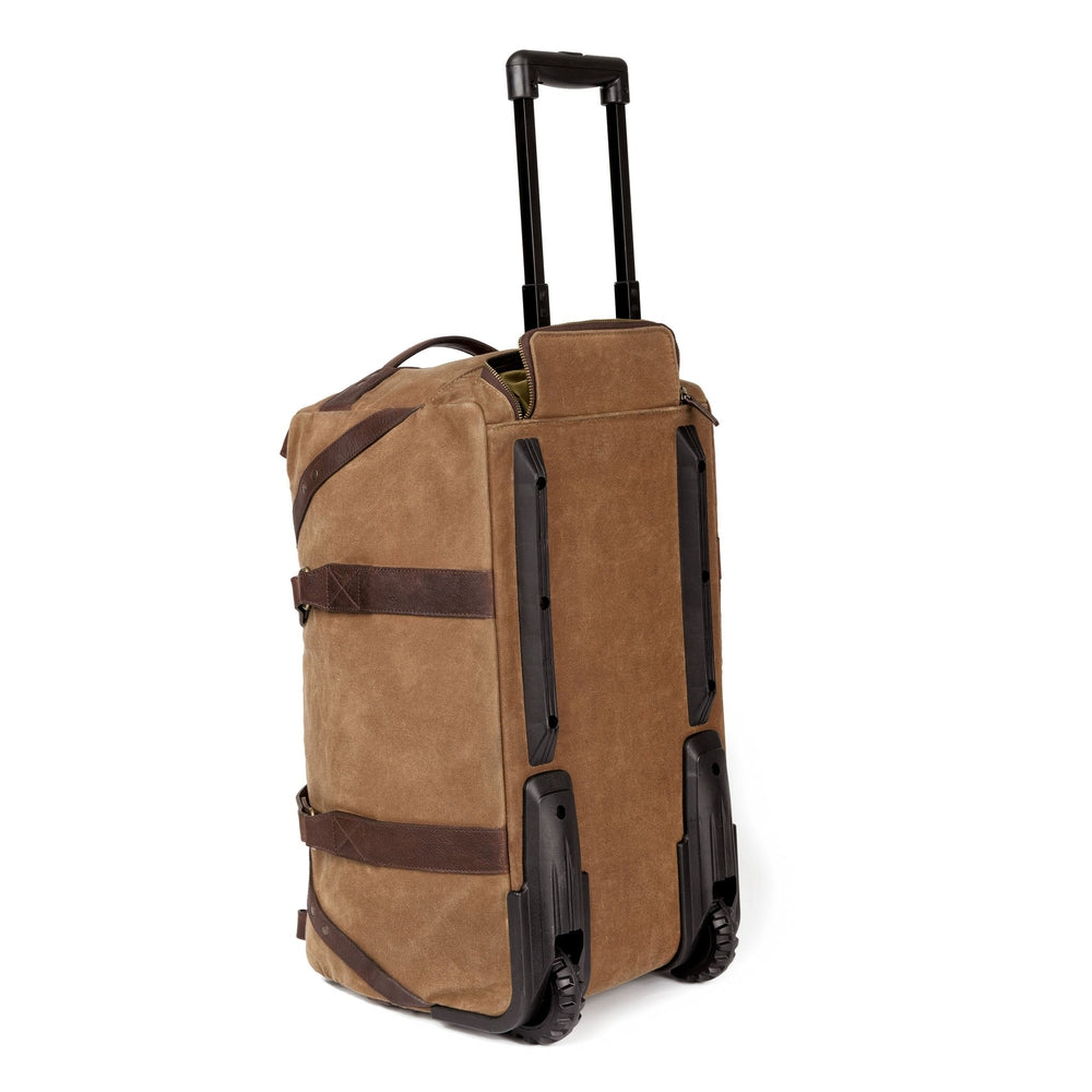 Campaign Waxed Canvas Rolling Carry-On Duffle Bag-Bags > Duffle Bag > Waxed Canvas-Smoke-Brown-Mission Mercantile Leather Goods
