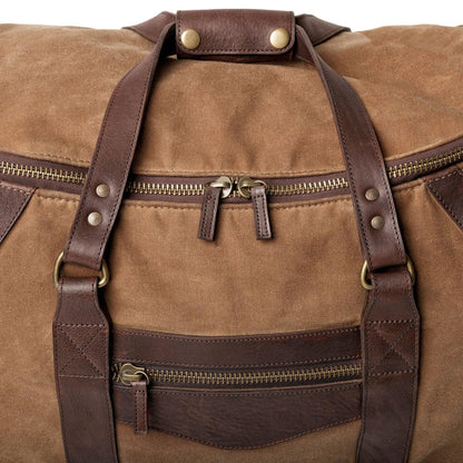 Campaign Waxed Canvas Rolling Carry-On Duffle Bag-Bags > Duffle Bag > Waxed Canvas-Smoke-Brown-Mission Mercantile Leather Goods