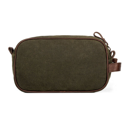 Campaign Waxed Canvas Shave Kit-Bags > Toiletry Bag > Waxed Canvas-Smoke-Forest-Mission Mercantile Leather Goods