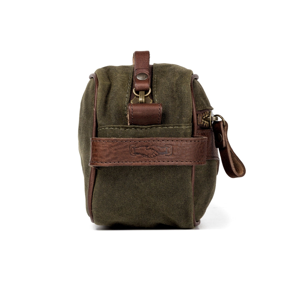 Campaign Waxed Canvas Shave Kit-Bags > Toiletry Bag > Waxed Canvas-Smoke-Forest-Mission Mercantile Leather Goods