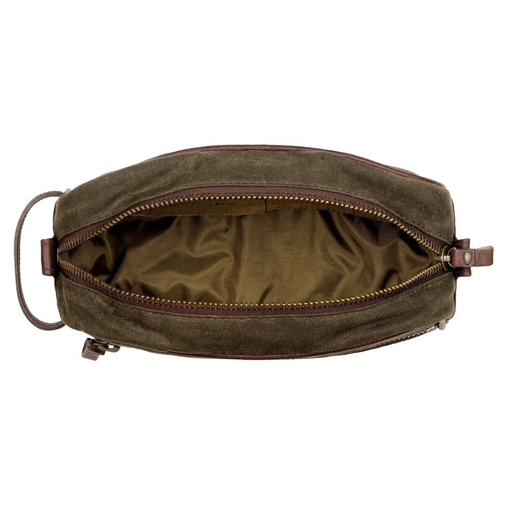 Campaign Waxed Canvas Shave Kit-Bags > Toiletry Bag > Waxed Canvas-Smoke-Forest-Mission Mercantile Leather Goods