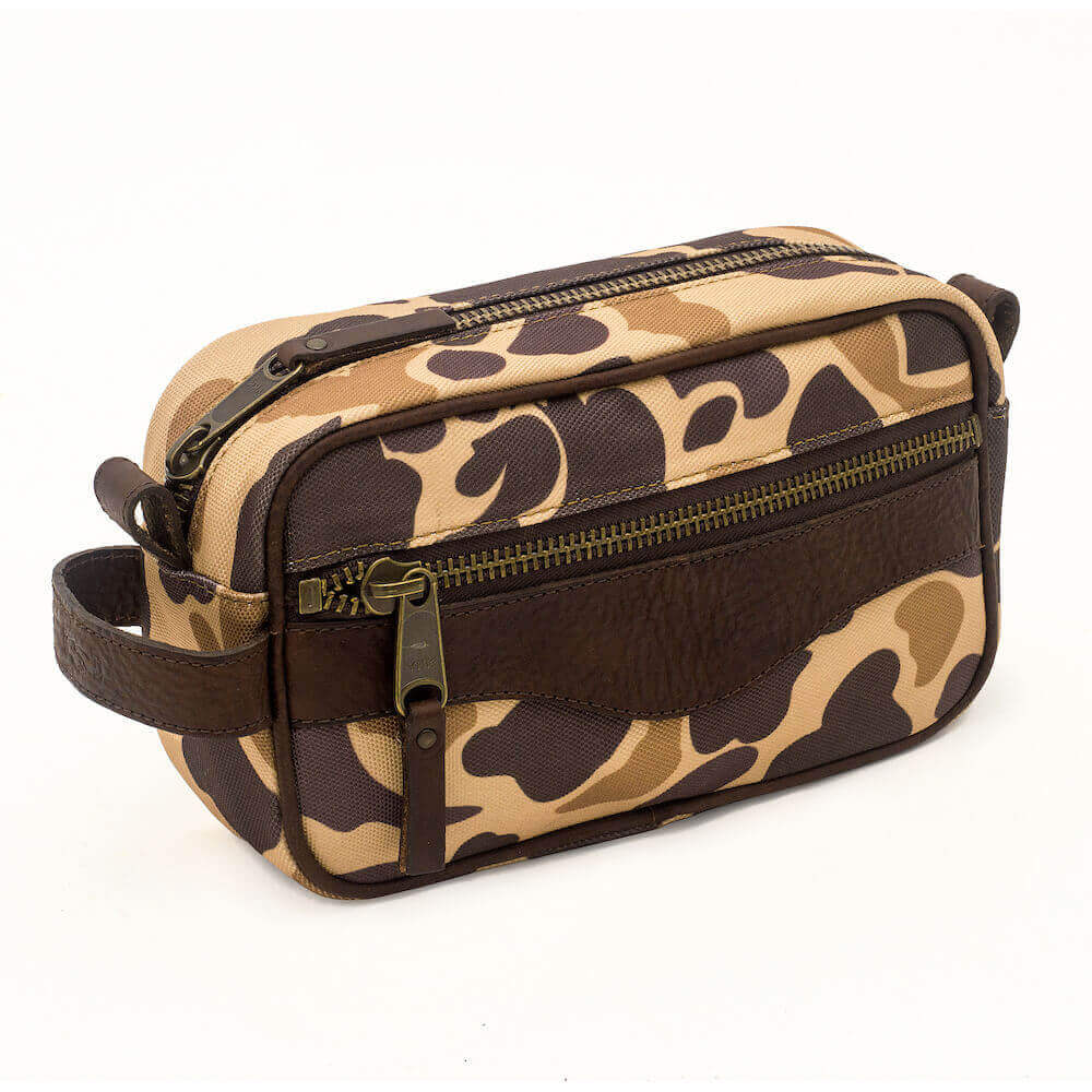 Campaign Waxed Canvas Shave Kit-Bags > Toiletry Bag > Waxed Canvas-Campaign-Smoke-Vintage Camo-Mission Mercantile Leather Goods