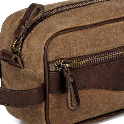 Campaign Waxed Canvas Shave Kit-Bags > Toiletry Bag > Waxed Canvas-Smoke-Brown-Mission Mercantile Leather Goods