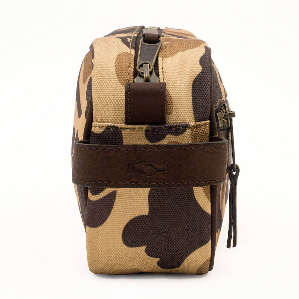 Campaign Waxed Canvas Shave Kit-Bags > Toiletry Bag > Waxed Canvas-Campaign-Smoke-Vintage Camo-Mission Mercantile Leather Goods