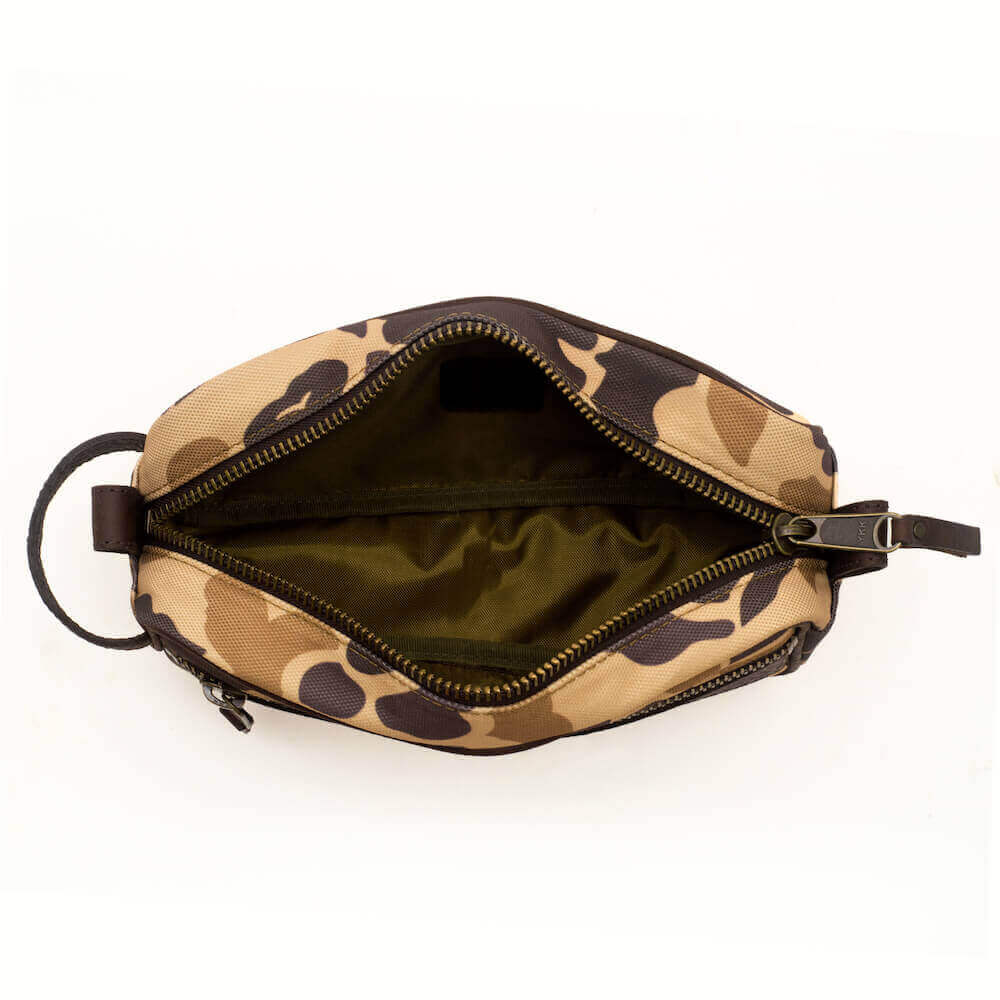 Campaign Waxed Canvas Shave Kit-Bags > Toiletry Bag > Waxed Canvas-Campaign-Smoke-Vintage Camo-Mission Mercantile Leather Goods