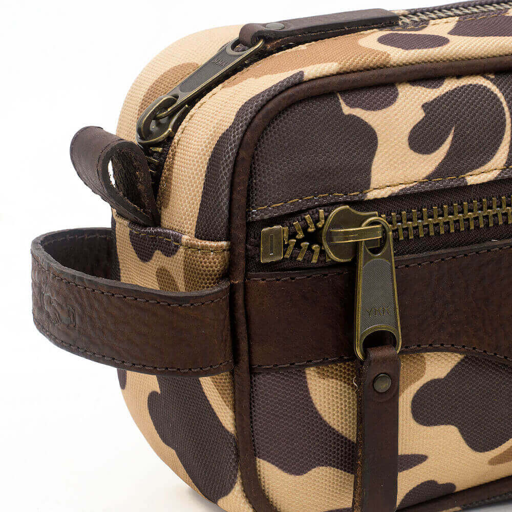 Campaign Waxed Canvas Shave Kit-Bags > Toiletry Bag > Waxed Canvas-Campaign-Smoke-Vintage Camo-Mission Mercantile Leather Goods