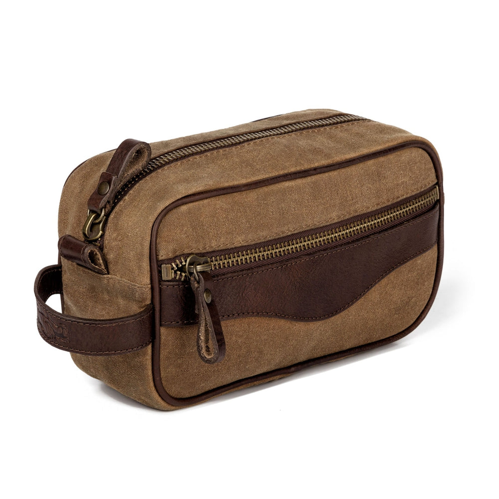 Campaign Waxed Canvas Shave Kit-Bags > Toiletry Bag > Waxed Canvas-Smoke-Brown-Mission Mercantile Leather Goods