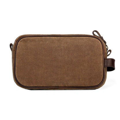 Campaign Waxed Canvas Shave Kit-Bags > Toiletry Bag > Waxed Canvas-Smoke-Brown-Mission Mercantile Leather Goods