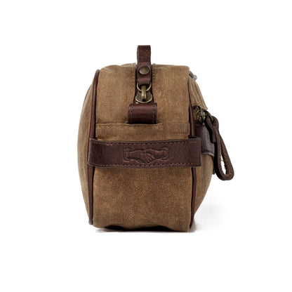 Campaign Waxed Canvas Shave Kit-Bags > Toiletry Bag > Waxed Canvas-Smoke-Brown-Mission Mercantile Leather Goods