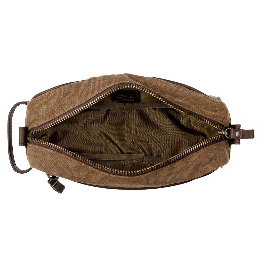 Campaign Waxed Canvas Shave Kit-Bags > Toiletry Bag > Waxed Canvas-Smoke-Brown-Mission Mercantile Leather Goods