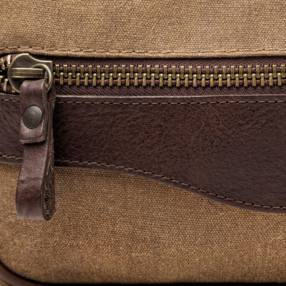 Campaign Waxed Canvas Shave Kit-Bags > Toiletry Bag > Waxed Canvas-Smoke-Brown-Mission Mercantile Leather Goods