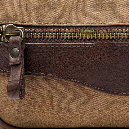 Campaign Waxed Canvas Shave Kit-Bags > Toiletry Bag > Waxed Canvas-Smoke-Brown-Mission Mercantile Leather Goods