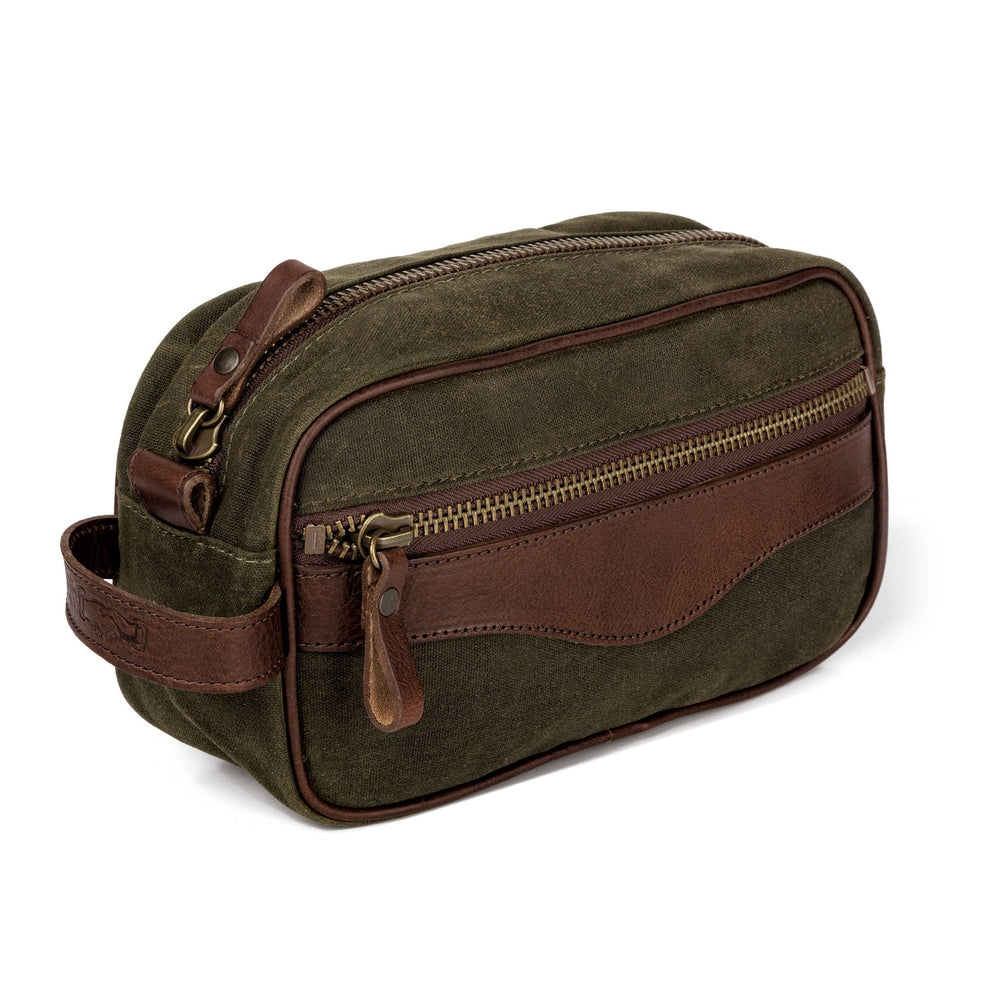 Campaign Waxed Canvas Shave Kit-Bags > Toiletry Bag > Waxed Canvas-Smoke-Forest-Mission Mercantile Leather Goods