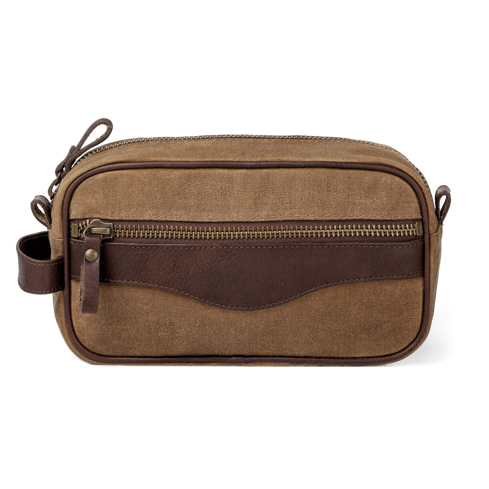 Campaign Waxed Canvas Shave Kit-Bags > Toiletry Bag > Waxed Canvas-Smoke-Brown-Mission Mercantile Leather Goods