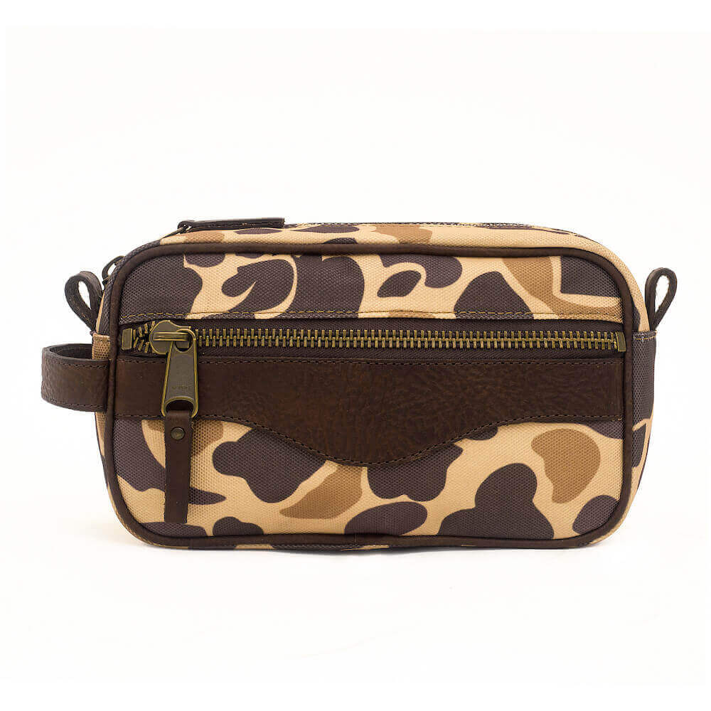 Campaign Waxed Canvas Shave Kit-Bags > Toiletry Bag > Waxed Canvas-Campaign-Smoke-Vintage Camo-Mission Mercantile Leather Goods