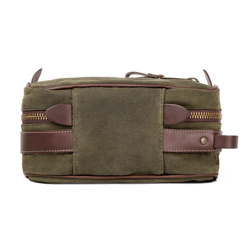 Campaign Waxed Canvas Toiletry Square Shave Kit-Bags > Toiletry Bag > Waxed Canvas-Smoke-Forest-Mission Mercantile Leather Goods