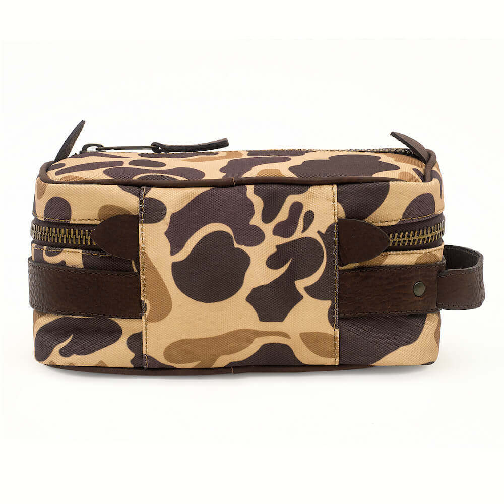 Campaign Waxed Canvas Toiletry Square Shave Kit-Bags > Toiletry Bag > Waxed Canvas-Smoke-Vintage Camo-Mission Mercantile Leather Goods