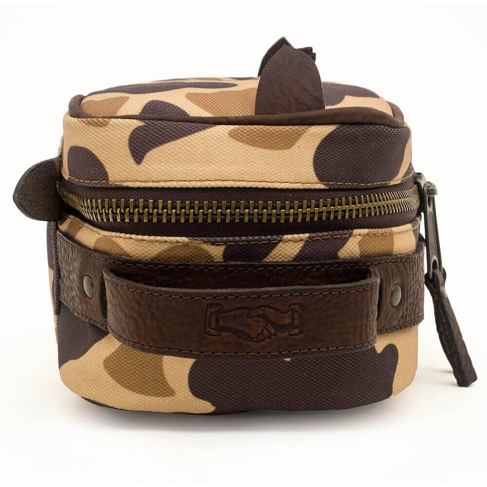 Campaign Waxed Canvas Toiletry Square Shave Kit-Bags > Toiletry Bag > Waxed Canvas-Smoke-Vintage Camo-Mission Mercantile Leather Goods