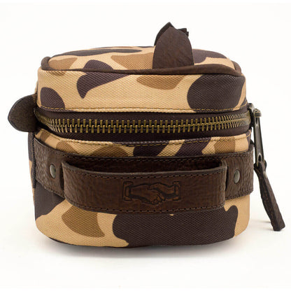 Campaign Waxed Canvas Toiletry Square Shave Kit-Bags > Toiletry Bag > Waxed Canvas-Smoke-Vintage Camo-Mission Mercantile Leather Goods