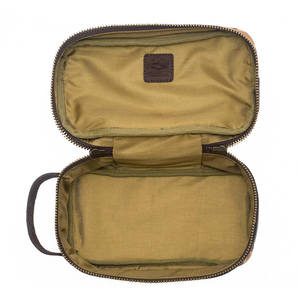 Campaign Waxed Canvas Toiletry Square Shave Kit-Bags > Toiletry Bag > Waxed Canvas-Smoke-Vintage Camo-Mission Mercantile Leather Goods