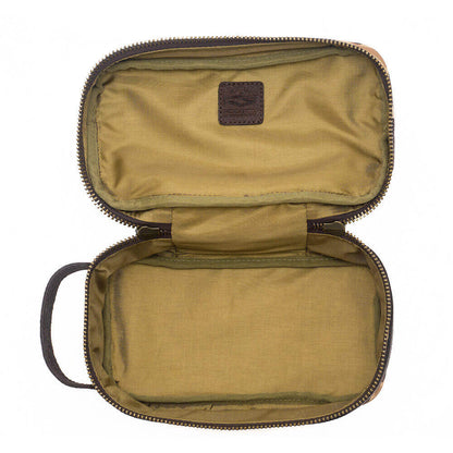 Campaign Waxed Canvas Toiletry Square Shave Kit-Bags > Toiletry Bag > Waxed Canvas-Smoke-Vintage Camo-Mission Mercantile Leather Goods