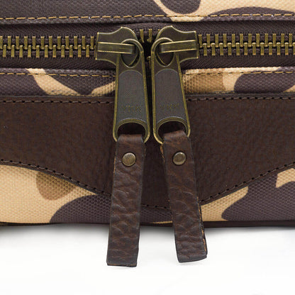 Campaign Waxed Canvas Toiletry Square Shave Kit-Bags > Toiletry Bag > Waxed Canvas-Smoke-Vintage Camo-Mission Mercantile Leather Goods