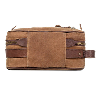 Campaign Waxed Canvas Toiletry Square Shave Kit-Bags > Toiletry Bag > Waxed Canvas-Smoke-Brown-Mission Mercantile Leather Goods