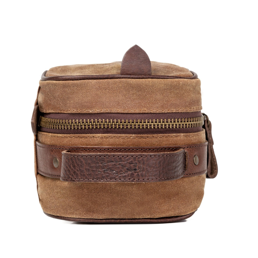 Campaign Waxed Canvas Toiletry Square Shave Kit-Bags > Toiletry Bag > Waxed Canvas-Smoke-Brown-Mission Mercantile Leather Goods