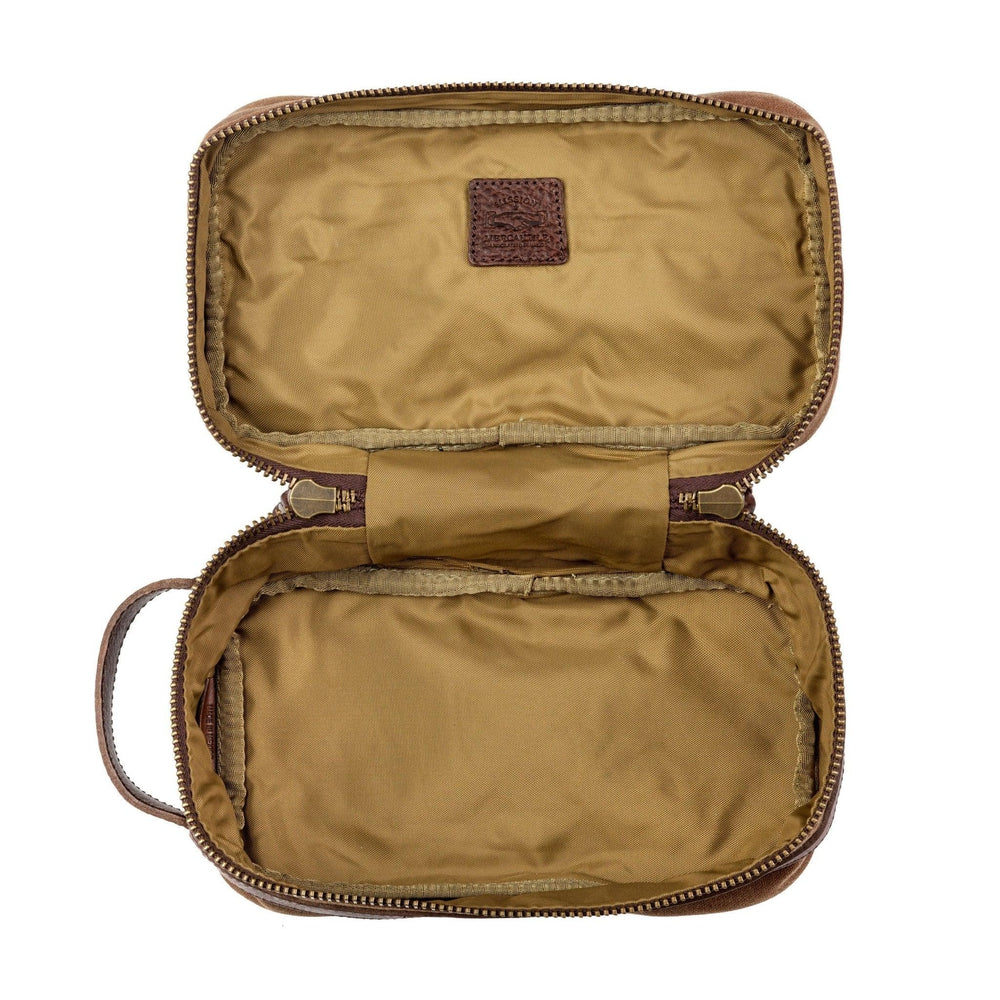 Campaign Waxed Canvas Toiletry Square Shave Kit-Bags > Toiletry Bag > Waxed Canvas-Smoke-Brown-Mission Mercantile Leather Goods